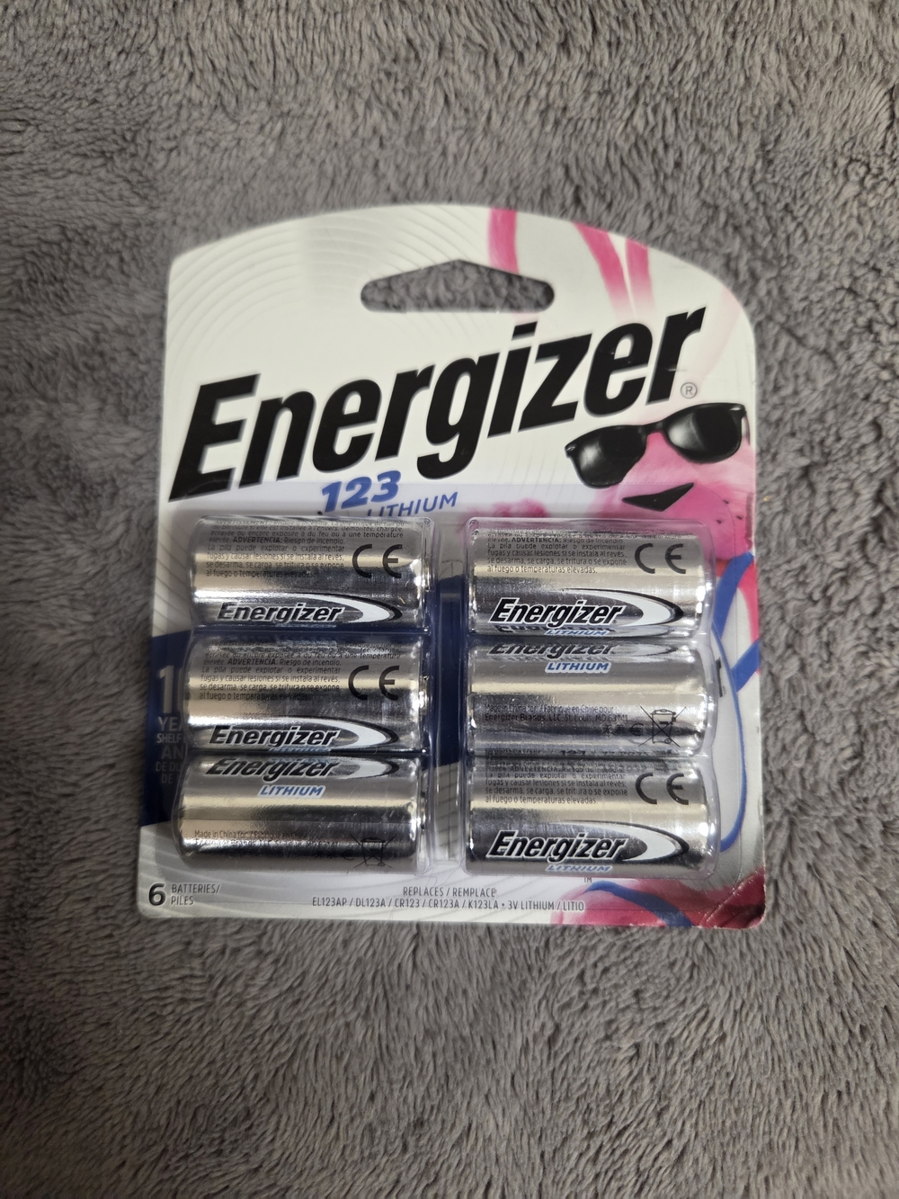 Energizer 123 Lithium Batteries - Silver (6 Pack)